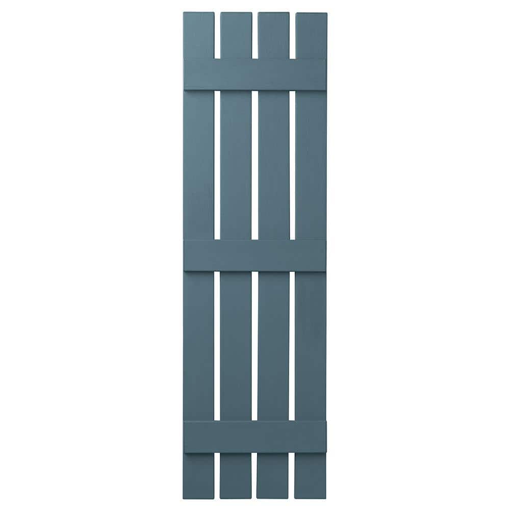 16 in. x 63 in. Polypropylene Plastic 4-Board Open Board and Batten Shutters Pair in Coastal Blue