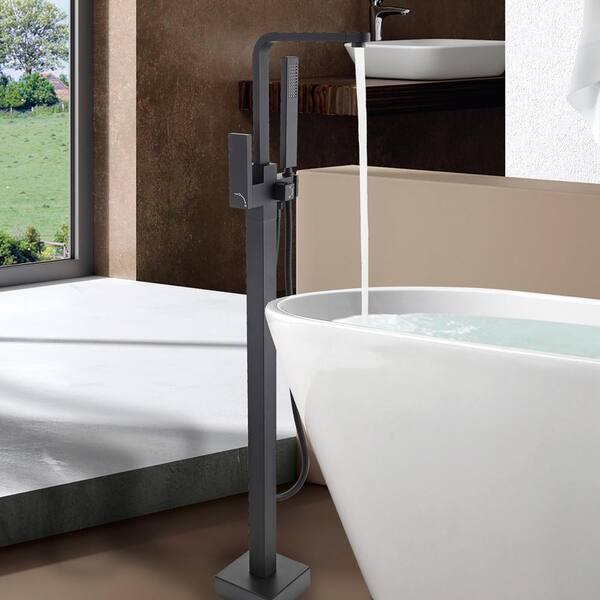 Staykiwi Single Handle Freestanding Tub Faucet Handheld Shower in Matte