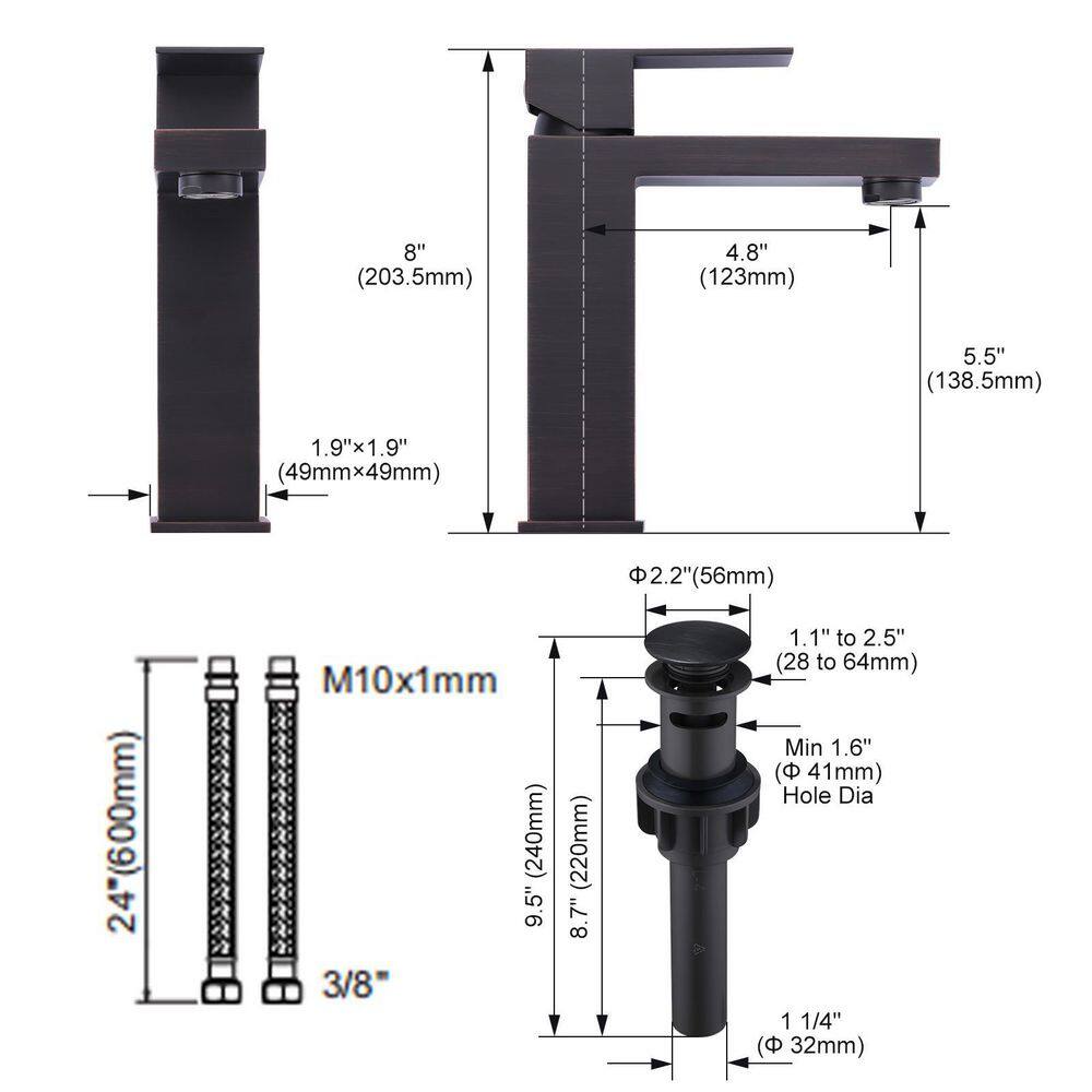 Oil Rubbed Bronze Single Handle Bathroom Faucet with Deck Plate