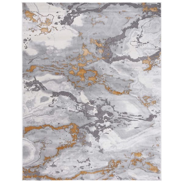 SAFAVIEH Craft Gray/Yellow 8 ft. x 10 ft. Marbled Abstract Area Rug