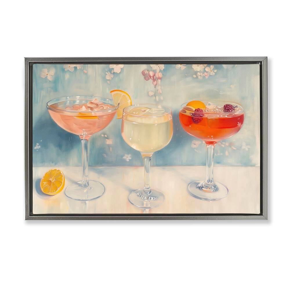 Fun Fruity Cocktails by Arlington Prints Gray Floater Frame Food Graphic Art Print 17 in. x 25 in. price history on PriceWatchPro