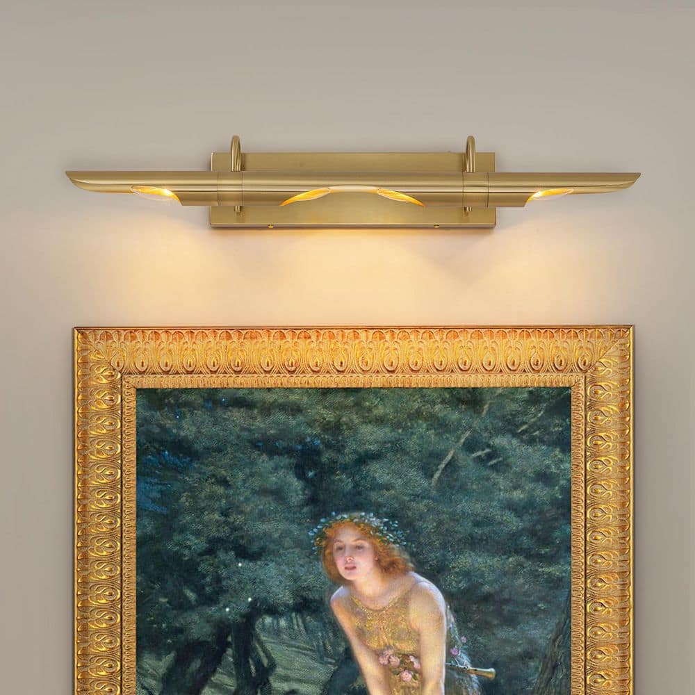 32 in. 4-Light Brass Picture Light 360° Rotatable Wall Sconce with Tube Metal Shade for Artwork Living Room Office price history on PriceWatchPro