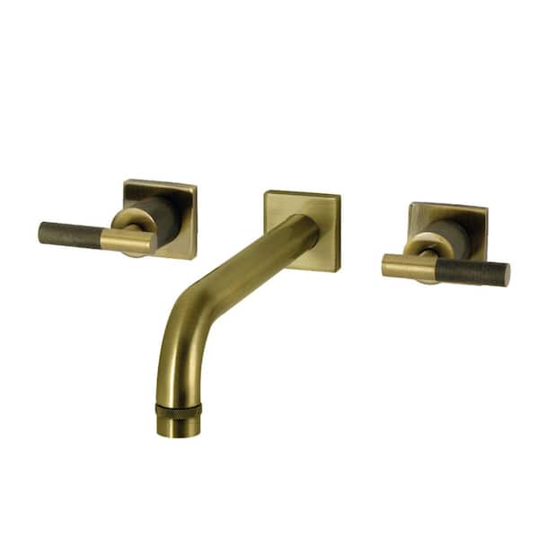 Convergent 2-Handle Wall Mount Roman Tub Faucet in Antique Brass