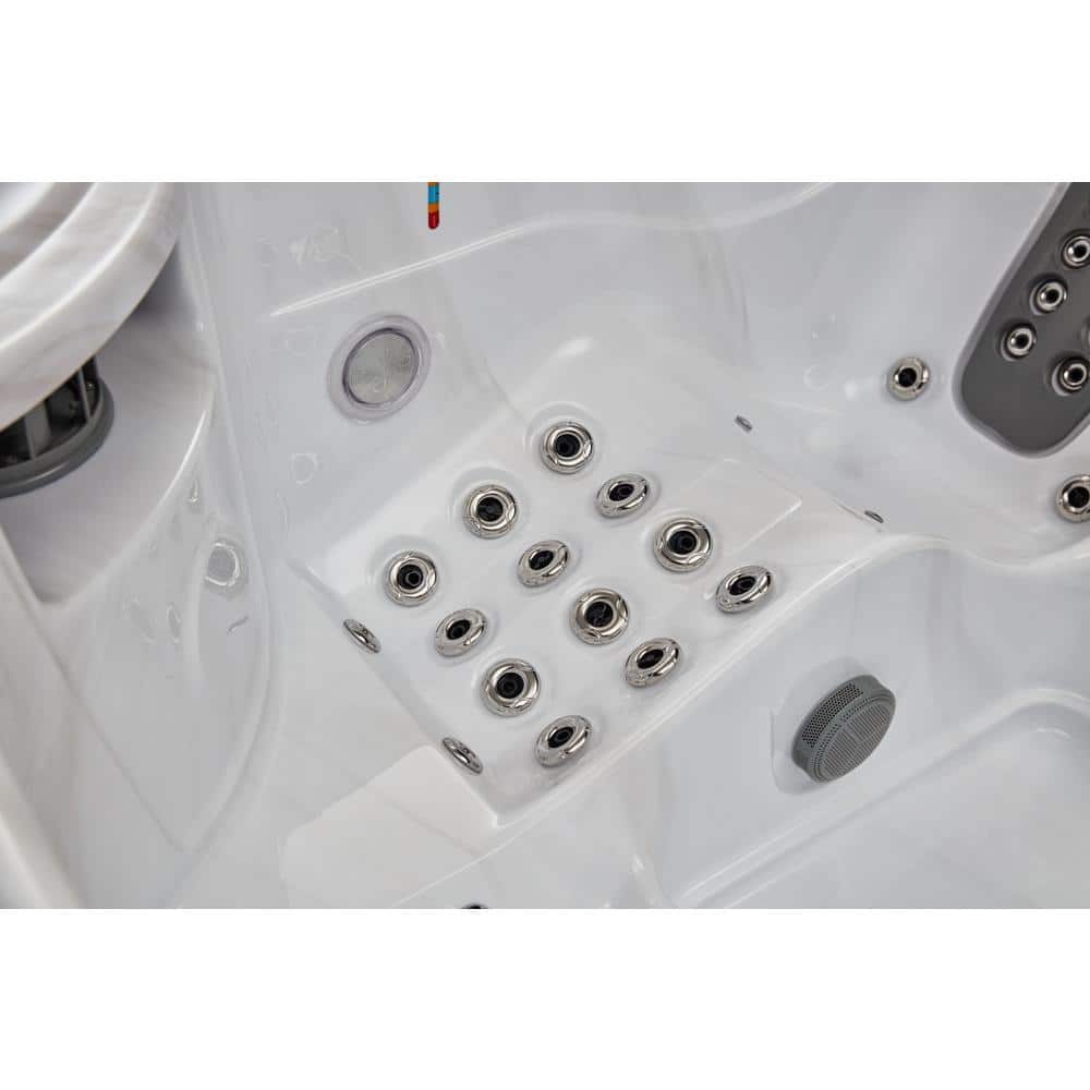 Gray and White 5-Person Luxury Hot Tub with Jets and Ozonator