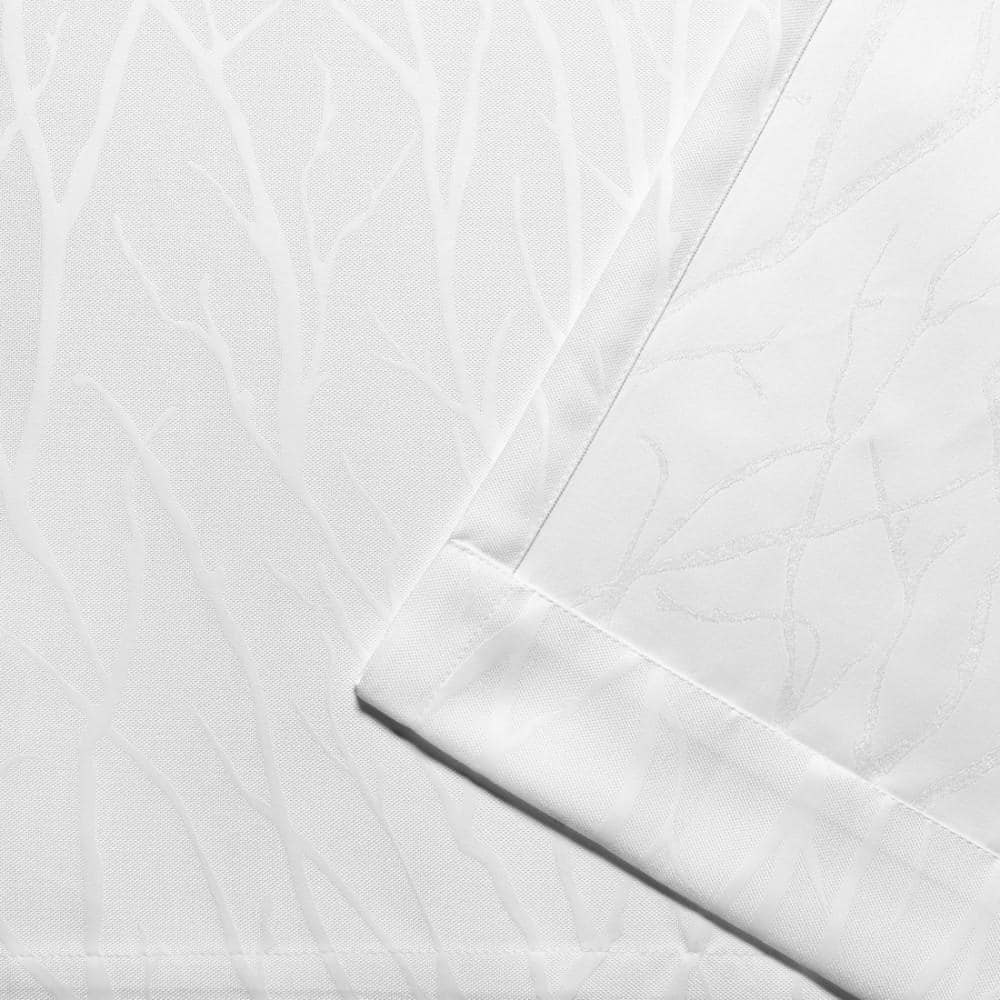 White Polyester Linen Blackout Grommet Curtain Panel