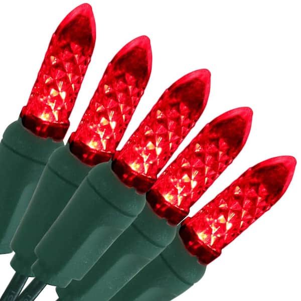 Sunnydaze 21 ft. 70-Count Holiday Decor Red M6 Faceted LED String Lights