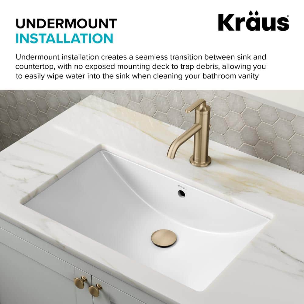Elavo 23" White Ceramic Rectangular Undermount Bathroom Sink