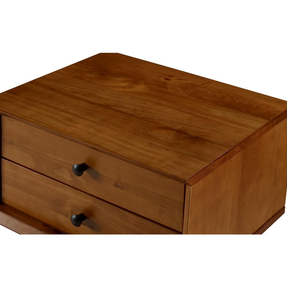 Castanho Solid Wood Mid-Century Modern 2-Drawer Nightstand