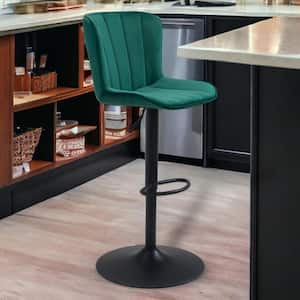 24 in. Green Low Back Metal Counter Height Bar Chair with Upholstery Seat