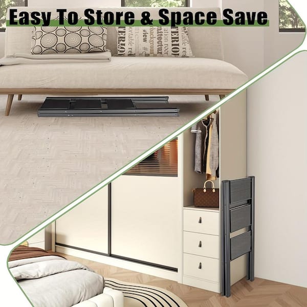 3-Step Metal Lightweight Folding Step Ladder (6 ft. Reach), 330 lb. Load Capacity Type IA Duty Rating Black