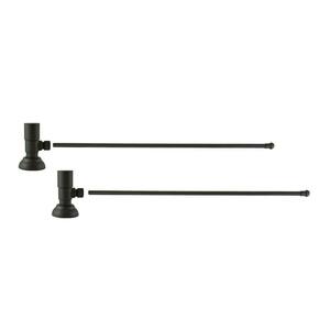 3/8 in. O.D x 20 in. Brass Rigid Lavatory Supply Lines with Round Handle Shutoff Valves in Oil Rubbed Bronze