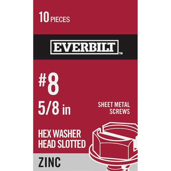 #8 5/8 in. Slotted Hex-Head Sheet Metal Screws (10-Pack)