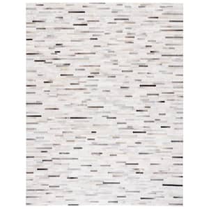 Studio Leather Ivory Grey 8 ft. x 10 ft. Striped Area Rug