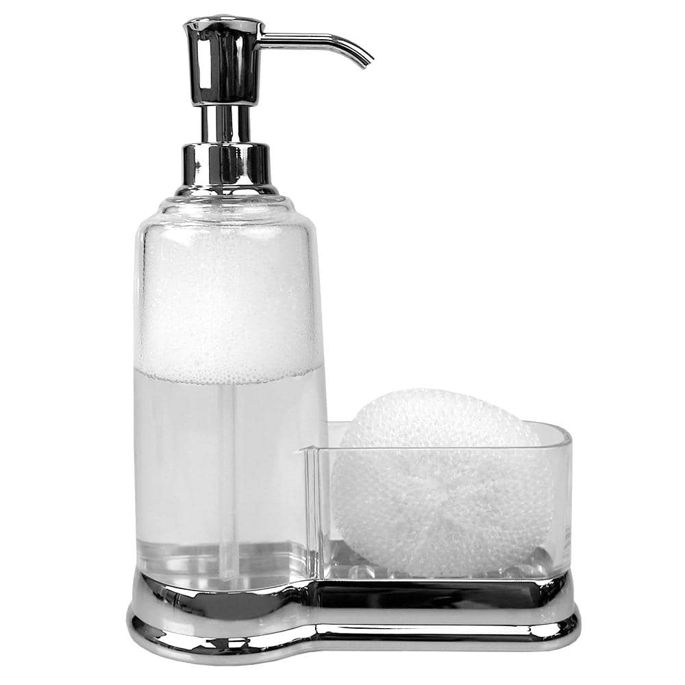 Home Basics Plastic Soap Dispenser with Sponge Compartment in