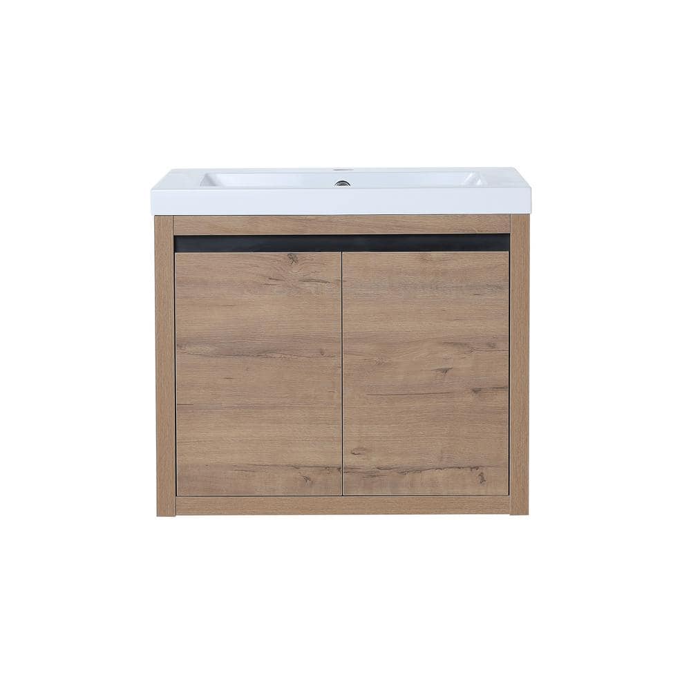 23.60 in. W x 18.10 in. D x 20.50 in. H Single Sink Wall Mounted Bath Vanity in Imitative Oak with White Resin Top price history on PriceWatchPro