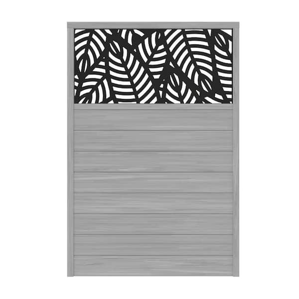 6 ft. x 4 ft. Driftwood Vinyl Fence with Sanibel Black Decorative Screen