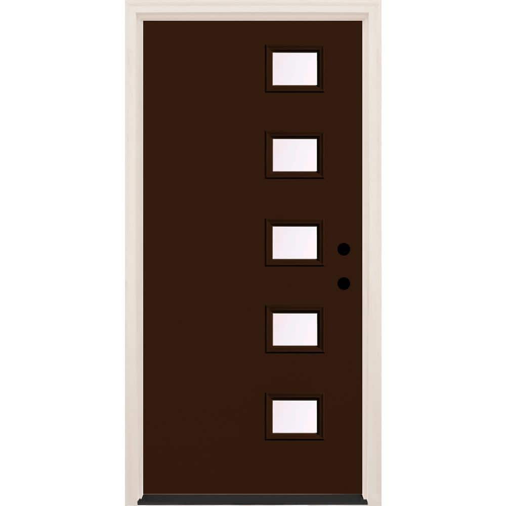 36 in. x 80 in. Left-Hand/Inswing 5-Lite Clear Glass Chestnut Painted Fiberglass Prehung Front Door w/4-9/16 in. Frame price history on PriceWatchPro