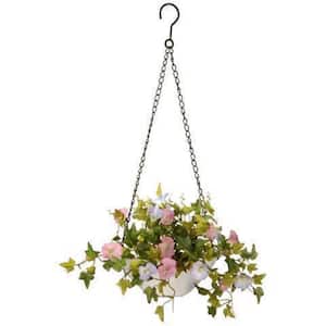 9 in. Artificial Morning Glory Plant Hanging Basket