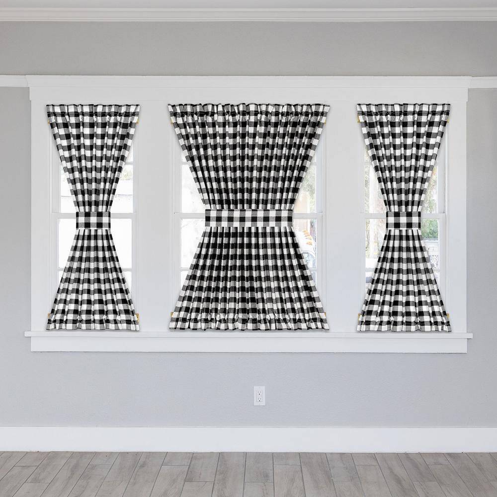 Buffalo Check Black/White Cotton Polyester Door Curtain Panel, 54" W x 40" L