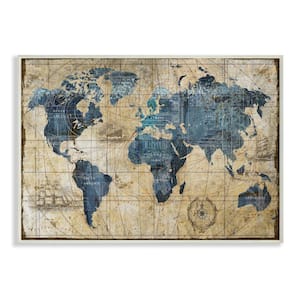 12 in. x 18 in. "Vintage Abstract World Map" by Art Licensing Studio Wood Wall Art