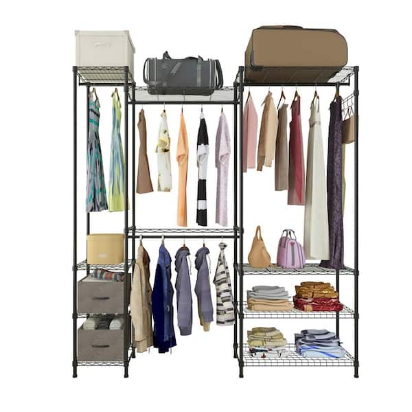 Karl home Black Iron Clothes Rack 70.87 in. W x 76.78 in. H