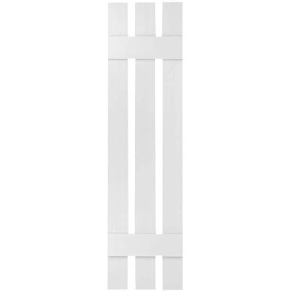 12 in. x 39 in. Lifetime Vinyl Custom Three Board Spaced Board and Batten Shutters Pair Paintable