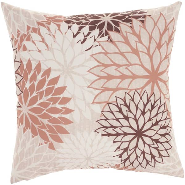 Aloha Natural 20 in. x 20 in. Floral Indoor/Outdoor Throw Pillow