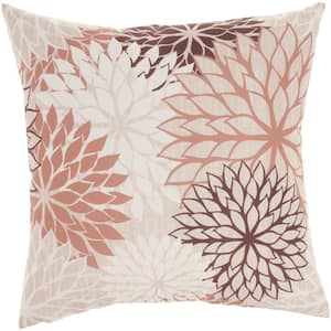 Aloha Natural 20 in. x 20 in. Floral Indoor/Outdoor Throw Pillow