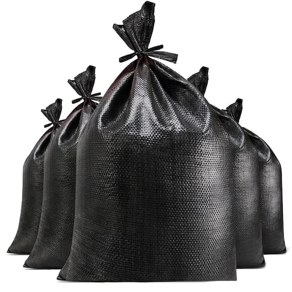 50-Pack 16 in. x 25.5 in. Black Polypropylene Sand Bags with Tie Strings for Hurricane Flooding