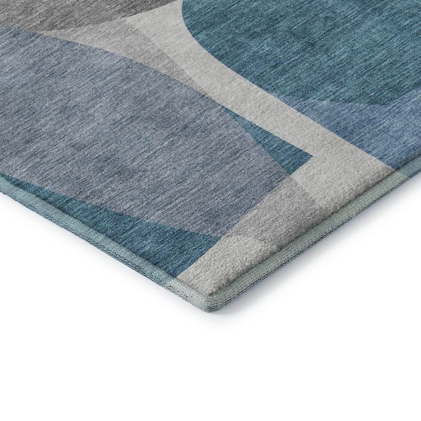 Mayfield Premium Machine Washable Abstract AMF2121 Denim 3 ft. x 5 ft. Area Rug