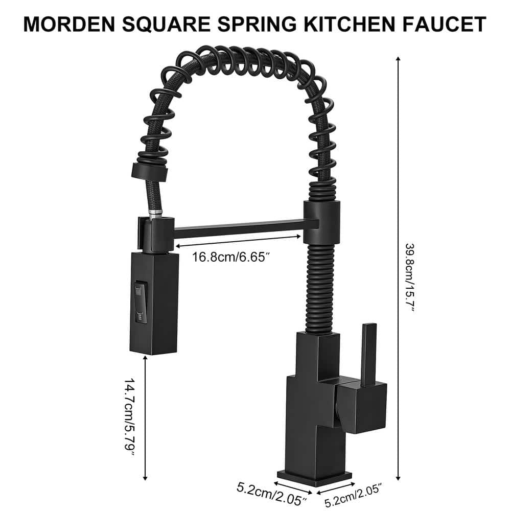Matte Black Brass Single Handle Pull Down Kitchen Faucet