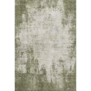 Mayfield Premium Machine Washable Abstract AMF940 Olive 5 ft. x 7 ft. 6 in. Area Rug