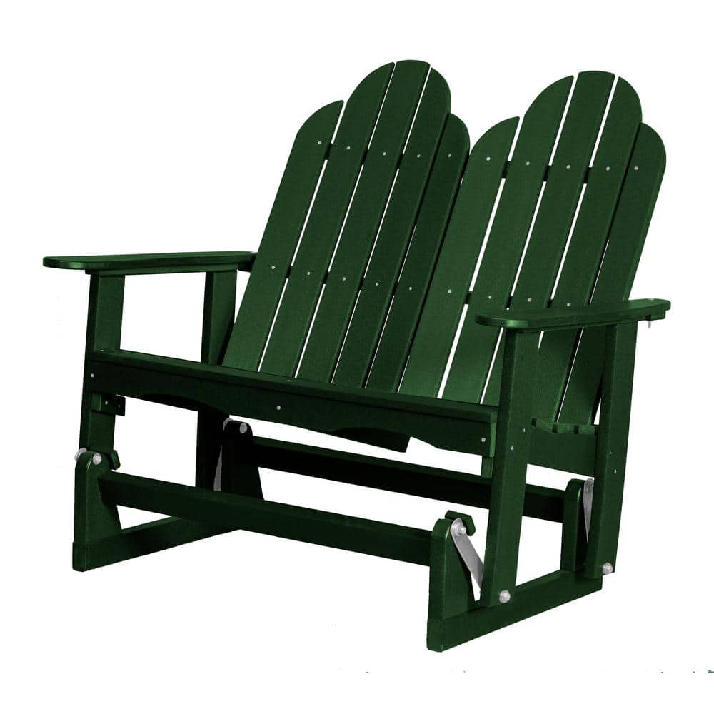 WILDRIDGE Classic 2Person Turf Green Plastic Outdoor Adirondack Glider LCC208TG The Home Depot