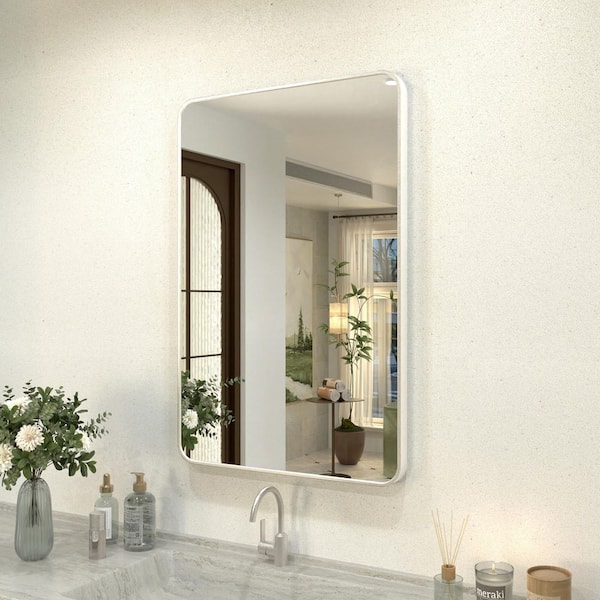 Kielo 24 in. W x 36 in. H Rectangular Framed Wall Bathroom Vanity Mirror in Brushed Nickel