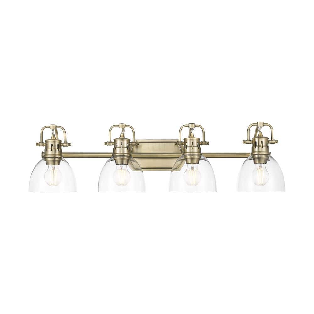 Duncan 8.25 in. 4 Light Aged Brass Vanity Light with Clear Glass Shade price history on PriceWatchPro
