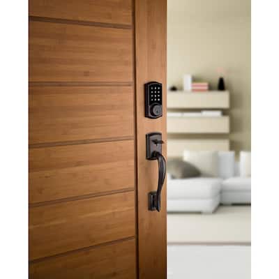Premis Touchscreen Smart Lock Single Cylinder Venetian Bronze Electronic with Avalon Handleset and Tustin Lever