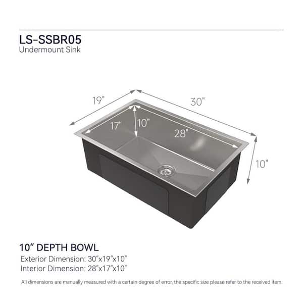 Dyiom Kitchen Sink 30 in. x 19 in. Multifunctional Undermount Workstation S304 Stainless Steel Handmade Modern Single Bowl