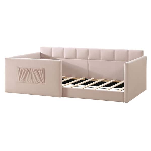 Harper & Bright Designs Pink Twin Size Velvet Upholstered Daybed