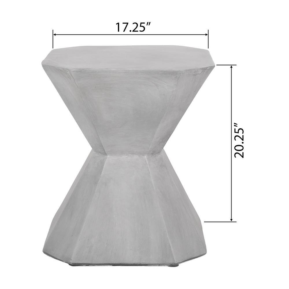 Gray Geometric Concrete Outdoor End Table