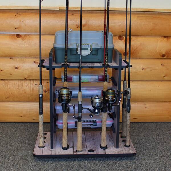 14 Fishing Rod Rack with 4 Utility Box Storage Rod Holder