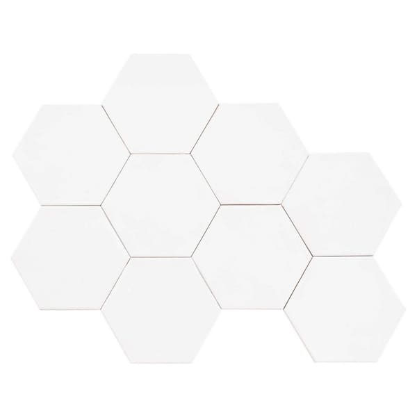 Jenae Signet Grey 4 in. x 5 in. Zellige Hexagon Glossy Ceramic Wall Tile (5.38 sq. ft. / Case)