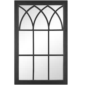 24 x 2 x 37.5 in. Rectangular Wood Black Grandview Arched Farmhouse Window Mirror