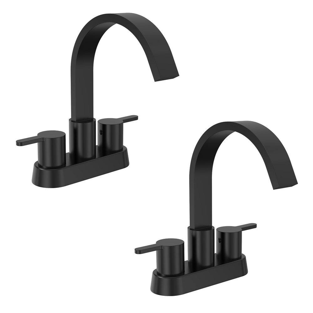 Waterfall 4 in. Centerset 2-Handle Bathroom Faucet 2 or 3-Hole 1.2 GPM in Matte Black with Pop-Up Drain(2-Pack ) price history on PriceWatchPro