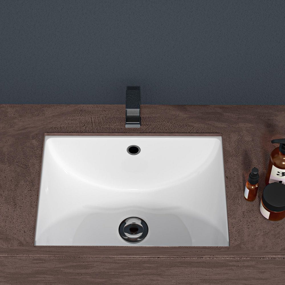 20.25 in. L x 15 in. W Undermount Rectangular Bathroom Sink with Overflow in White, Ceramic price history on PriceWatchPro