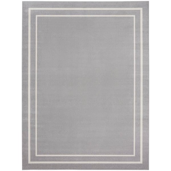 Essentials Grey/Ivory 8 ft. x 10 ft. Solid Contemporary Indoor/Outdoor Area Rug