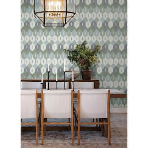 Abilene Sea Green Ikat Wallpaper Sample