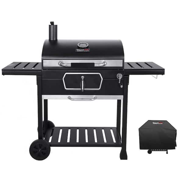 Royal Gourmet Deluxe 30 in. Charcoal Grill with Cover, BBQ Smoker Picnic Camping Patio Backyard Cooking in Black