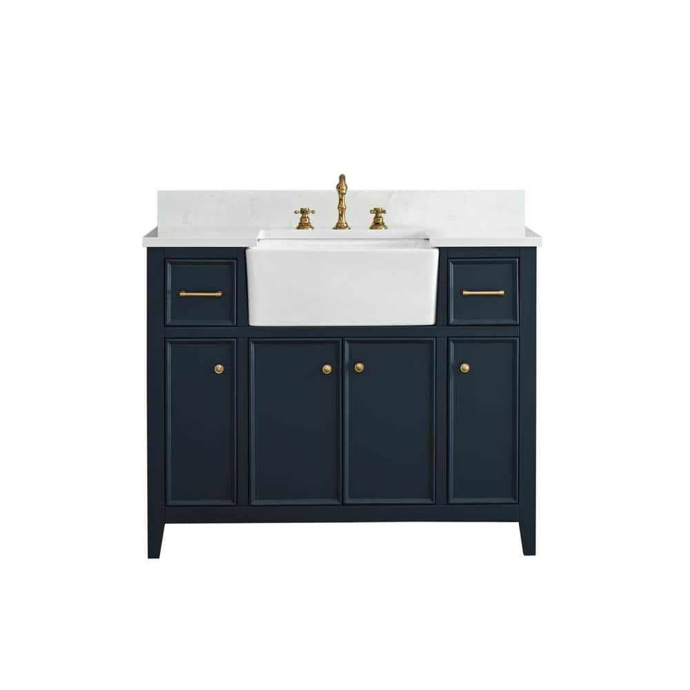 Indigo Blue Single Bathroom Vanity with White Ceramic Sink
