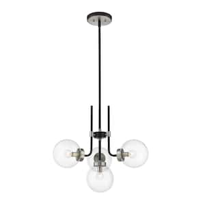 Parsons 4-Light Matte Black Plus Brushed Nickel Chandelier with Glass Shade