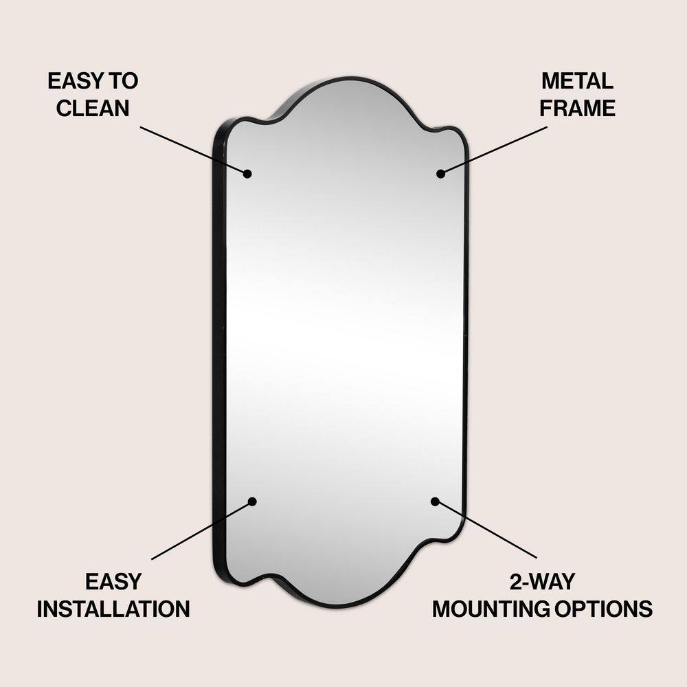 Viona 24"x36" Black Rippled Edge Rectangular Vanity Mirror